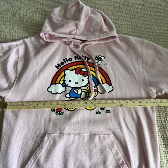 Hello Kitty Hoodie Womens Large Rainbow Graphic Pullover Sweatshirt Sanrio Cat - Picture 11 of 14